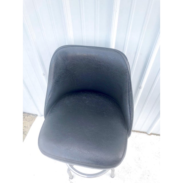 Mid Century Modern Black Vinyl Swivel Bar Stools Set of 3 Chairish