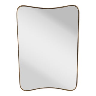 Mid Century Italian Brass Wall Mirror Attributed to Gio Ponti For Sale