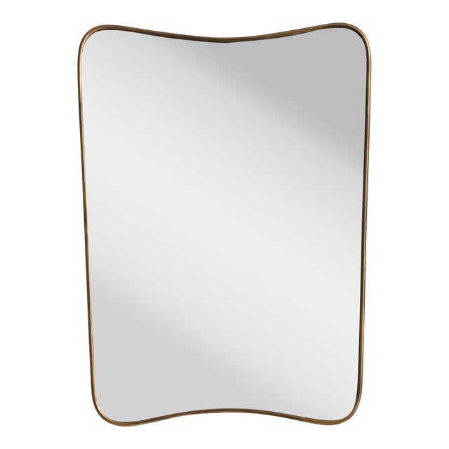 Mid Century Italian Brass Wall Mirror Attributed to Gio Ponti For Sale