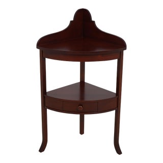 Cherry Chippendale Country Style Corner Stand End Table For Sale