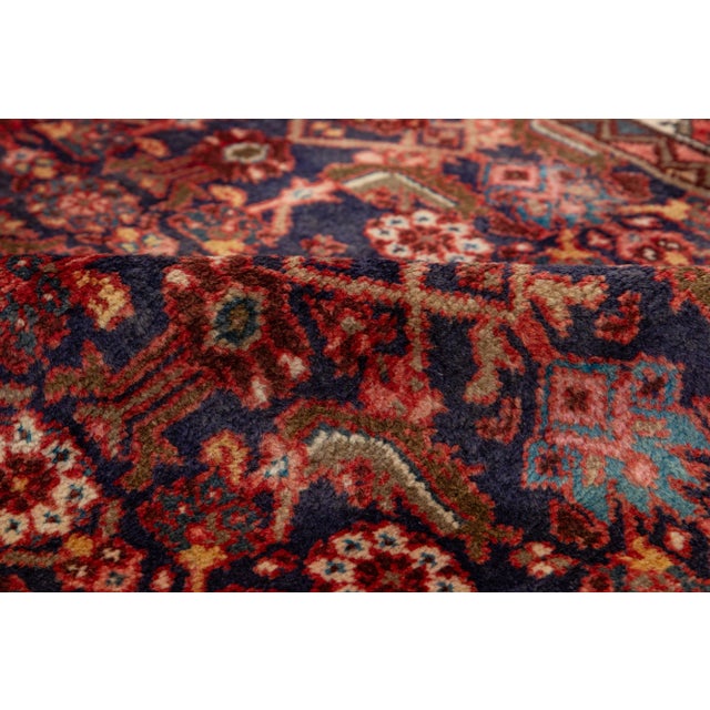 Blue Allover Designed Blue Hamadan Vintage Wool Rug For Sale - Image 8 of 11