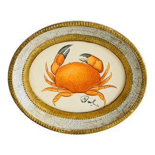 Original Miniature Crab Painting in a Vintage Italian Frame For Sale