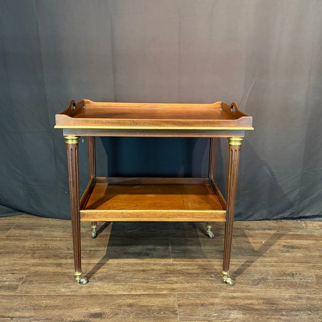 Brown Antique French Bar Cart or Drinks Trolley With Pull-Out Leaves For Sale - Image 8 of 11
