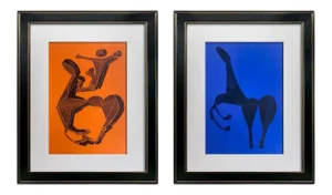 2 Marino Marini Original Ltd Edition Lithographs (2pc Set) Sign W/Frame Included