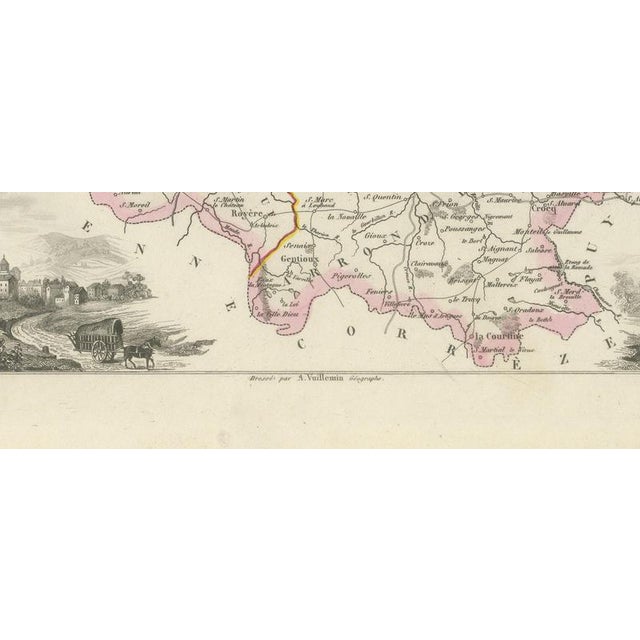 19th Century Antique Map of the Creuse, Gueret and Felletin by Vuillemin, 1860 For Sale - Image 5 of 12