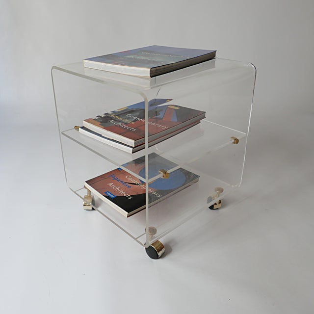 Side Table on Casters in Acrylic Glass by David Lange, 1970s, in Good conditions. Designed 1970 to 1979 This piece is...