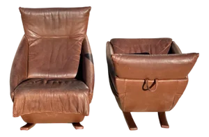 Set of Rocking Chairs in Brown Leather from De Sede, Switzerland, 1970s