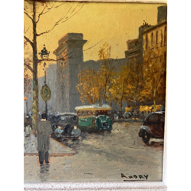 Textile 1930s Oil on canvas depicting a view of Paris in the Montparnasse setting by Audry For Sale - Image 7 of 11
