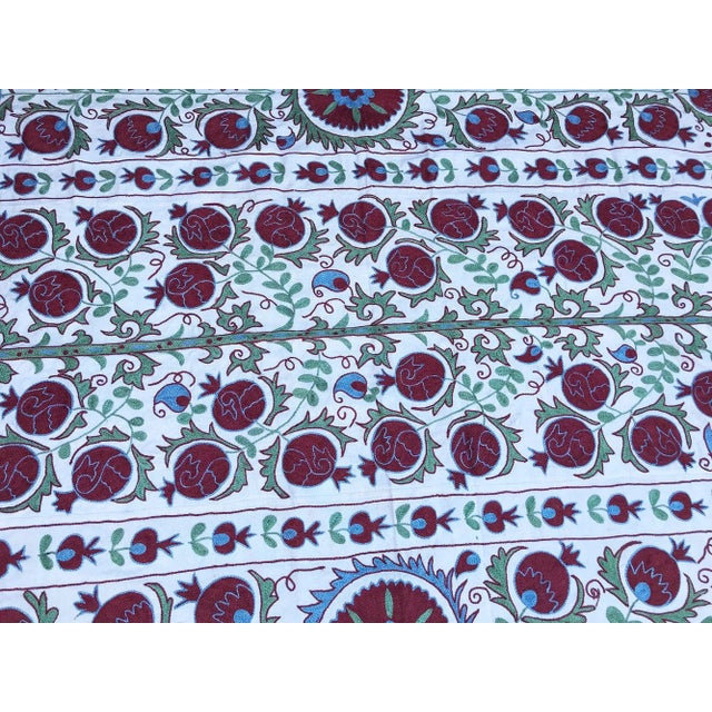 Art Deco Handmade Pomegranate Tree Desing Crochet Suzani Tapestry For Sale - Image 3 of 6