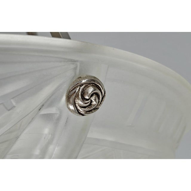 Silver French Art Deco Pendant Light by Noverdy 1920s France For Sale - Image 8 of 9