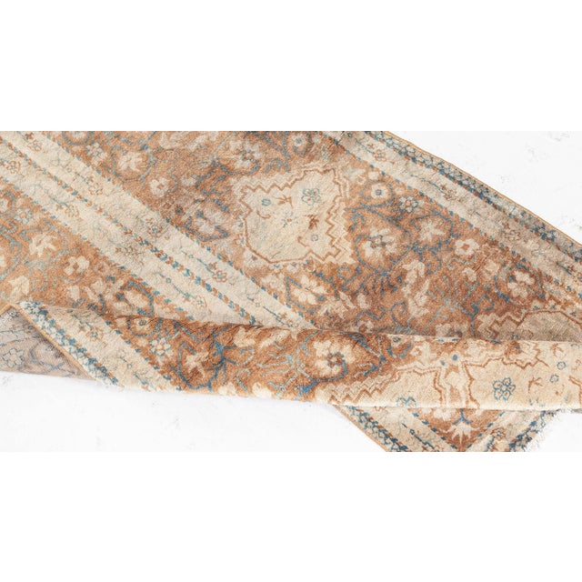 Antique Indian Beige and Brown Handmade Wool Runner Fragment For Sale In New York - Image 6 of 7