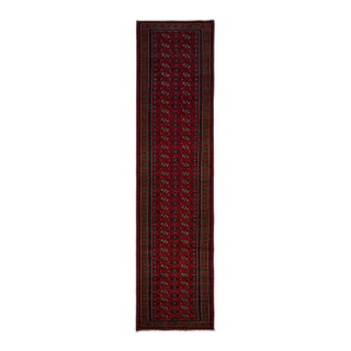 Extra-Long Red Turkmen Mori Gul Wool Runner Rug, 2'7" X 19'3" For Sale