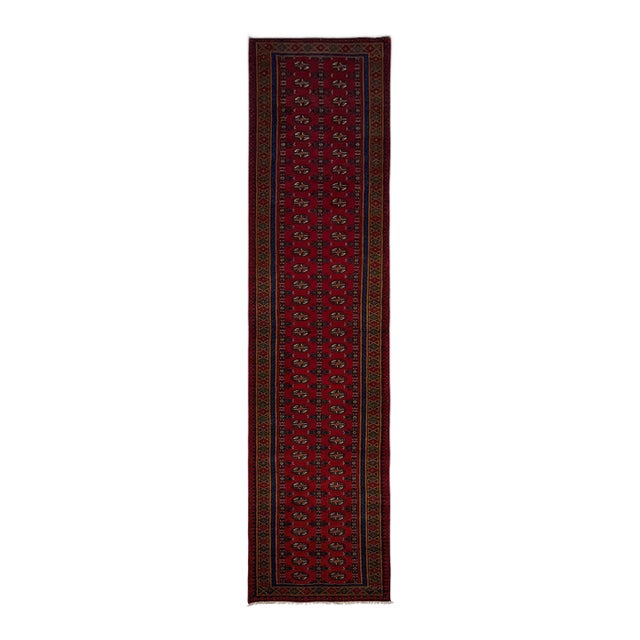 Extra-Long Red Turkmen Mori Gul Wool Runner Rug, 2'7" X 19'3" For Sale