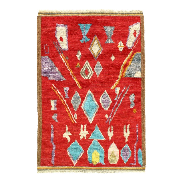 Fine Hand Knotted Moroccan Rug For Sale