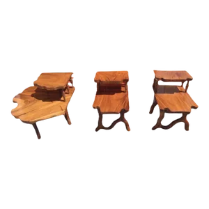 Mid 20th Century Japanese Wabi Sabi Live-Edge Tables - Set of 3