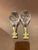 Antique French Blown glass with air bubbles on brass base as pair of lamp finials.