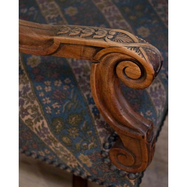 Pair of French Walnut Armchairs with X-Form Crossbars, Circa 1900 For Sale In Atlanta - Image 6 of 11