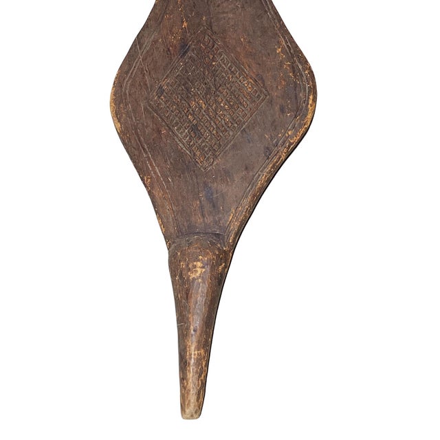 Huge Vintage African Songye Kifwebe Wooden Shield W/Mask 66" H For Sale - Image 4 of 7