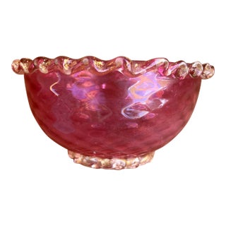 Antique Victorian Cranberry Glass Bowl For Sale