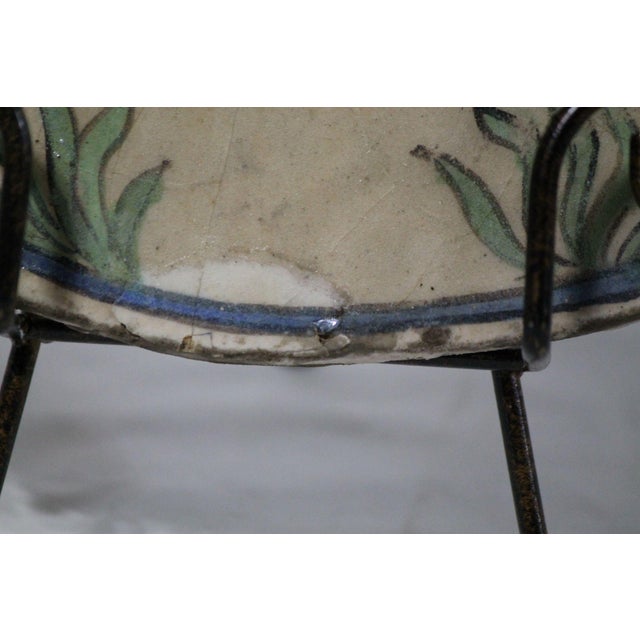 Large, Rare, Oval 10.5" Antique Qajar Persian Polychrome Tile With Image of a Fish For Sale - Image 6 of 7