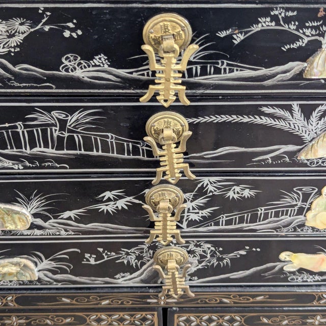 Vintage Lacquered Chinese Cabinet For Sale - Image 10 of 11