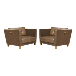 Titan' Oversized Club Chairs by Olivier Gagnère in Mohair, Leather, and Bronze - A Pair