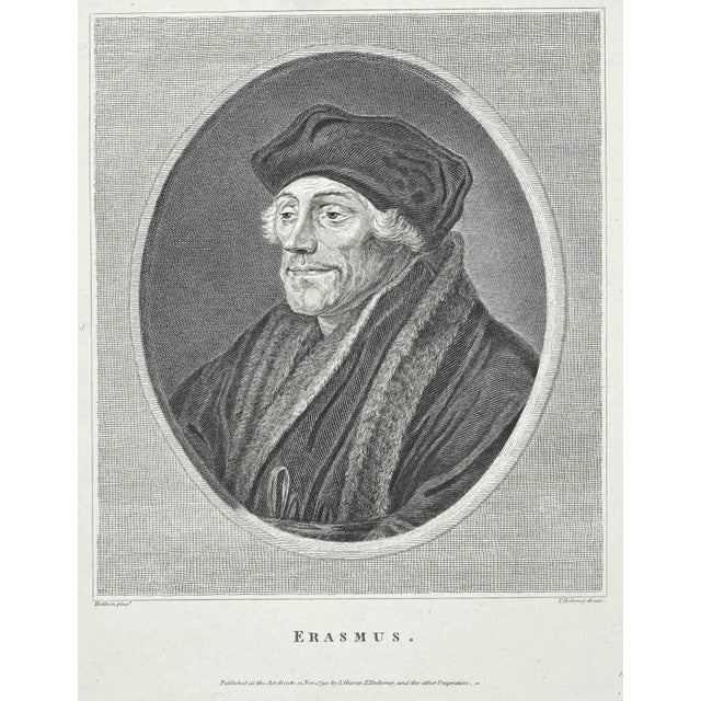 Thomas Holloway, Portrait of Erasmus, Original Etching, 1810 For Sale