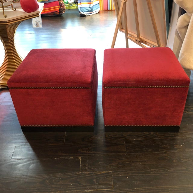 Clarence House Nailhead Ottomans - A Pair For Sale - Image 11 of 11