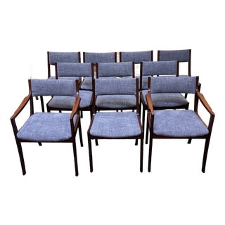 Set of Ten Danish Modern Mahogany Framed Dining Chairs by Andels-Möbel-Magasinet, Denmark c.1960 For Sale