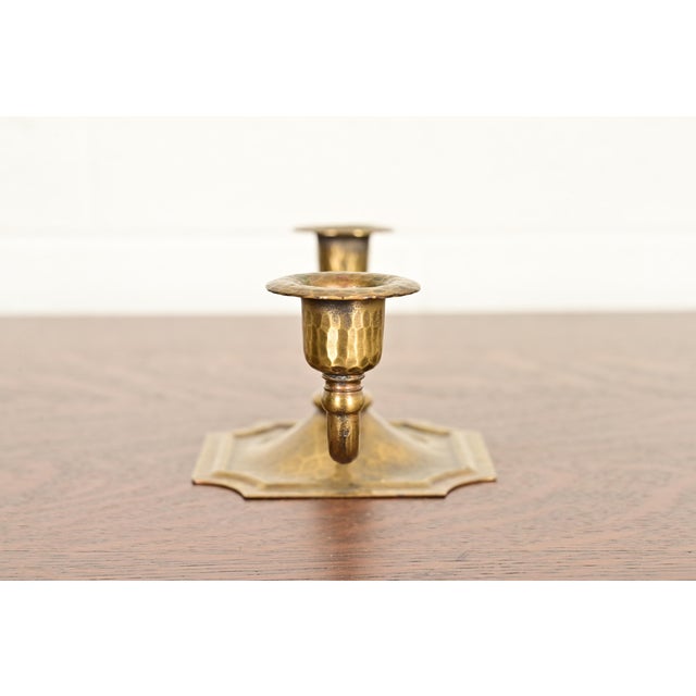 Roycroft Arts & Crafts Brass Finished Hammered Copper Candelabra For Sale - Image 9 of 12