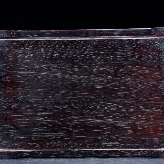 Late 20th Century Vintage Zitan Wood Tray With Mother-of-Pearl Bird & Floral Inlay For Sale - Image 5 of 9