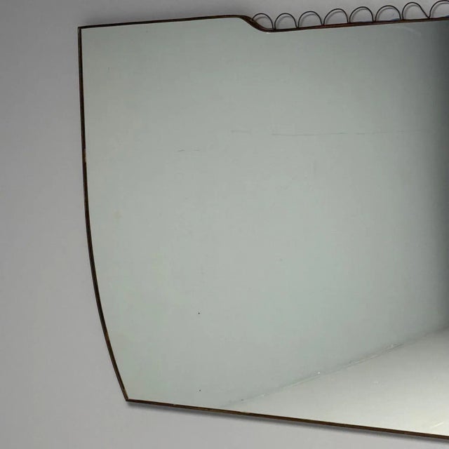 Gio Ponti Attr, Italian Mid-Century Modern, Monumental Wall Mirror, Brass, 1950s For Sale - Image 4 of 12