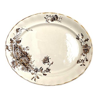 Antique Large Brown Transferware Staffordshire Platter For Sale