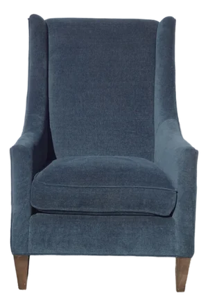 Vintage H D Buttercup Blue Velvet Wingback Lounge Chair