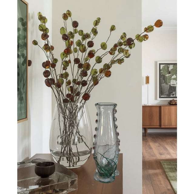 Dale Chihuly Art Glass Vase With Textural Applied Floral Grass Design For Sale - Image 4 of 18