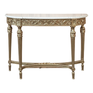 Antique French Louis XVI Giltwood Demilune Console With Carrara Marble