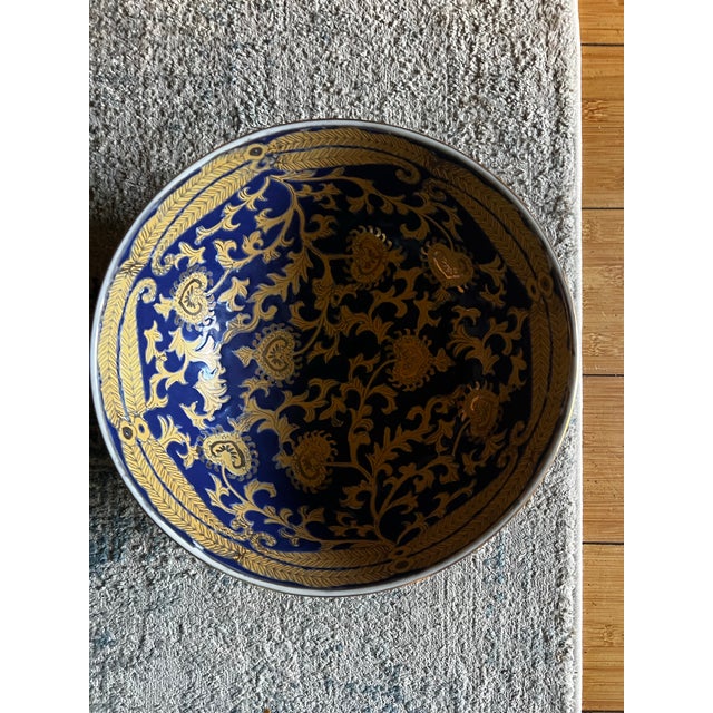 Large Ceramic Peacock Design Decorative Bowl For Sale In Atlanta - Image 6 of 7