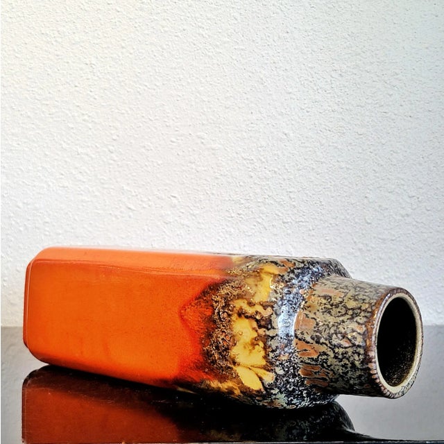 Ceramic Tall Persimmon-Orange Ü-Keramik Fat Lava Vase Nr. 1438/30 For Sale - Image 7 of 12