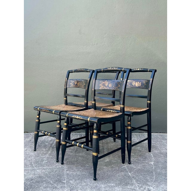 Vintage Hand Painted Hitchcock Chairs - Set of 4 For Sale - Image 11 of 12