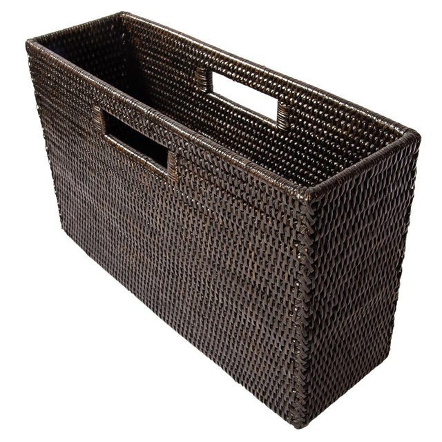 Artifacts Rattan Rectangular Magazine Holder in Tudor Black - 16" For Sale In Houston - Image 6 of 9
