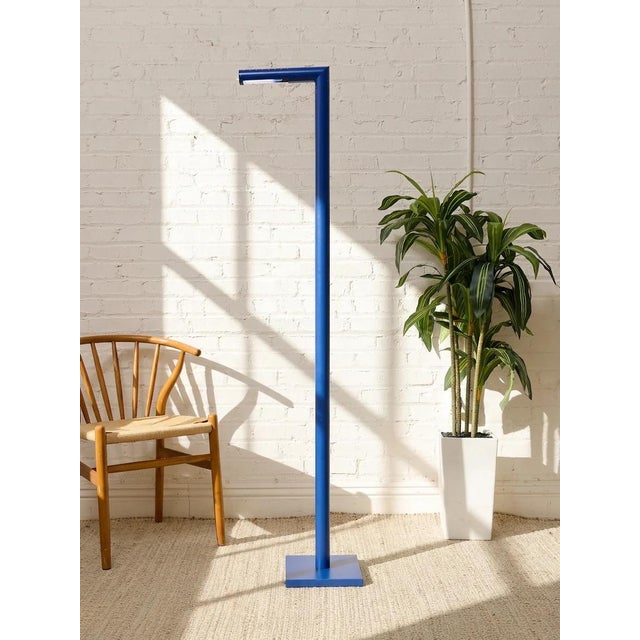 Mid 20th Century Vintage Italian Blue Painted Minimalist Floor Lamp For Sale - Image 5 of 9