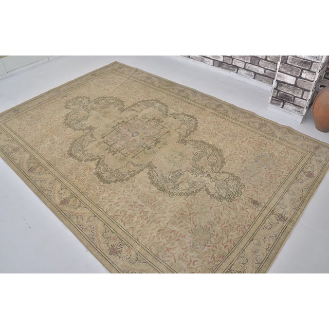 1950s 1950s Oushak Handknotted Wool Carpet For Sale - Image 5 of 10