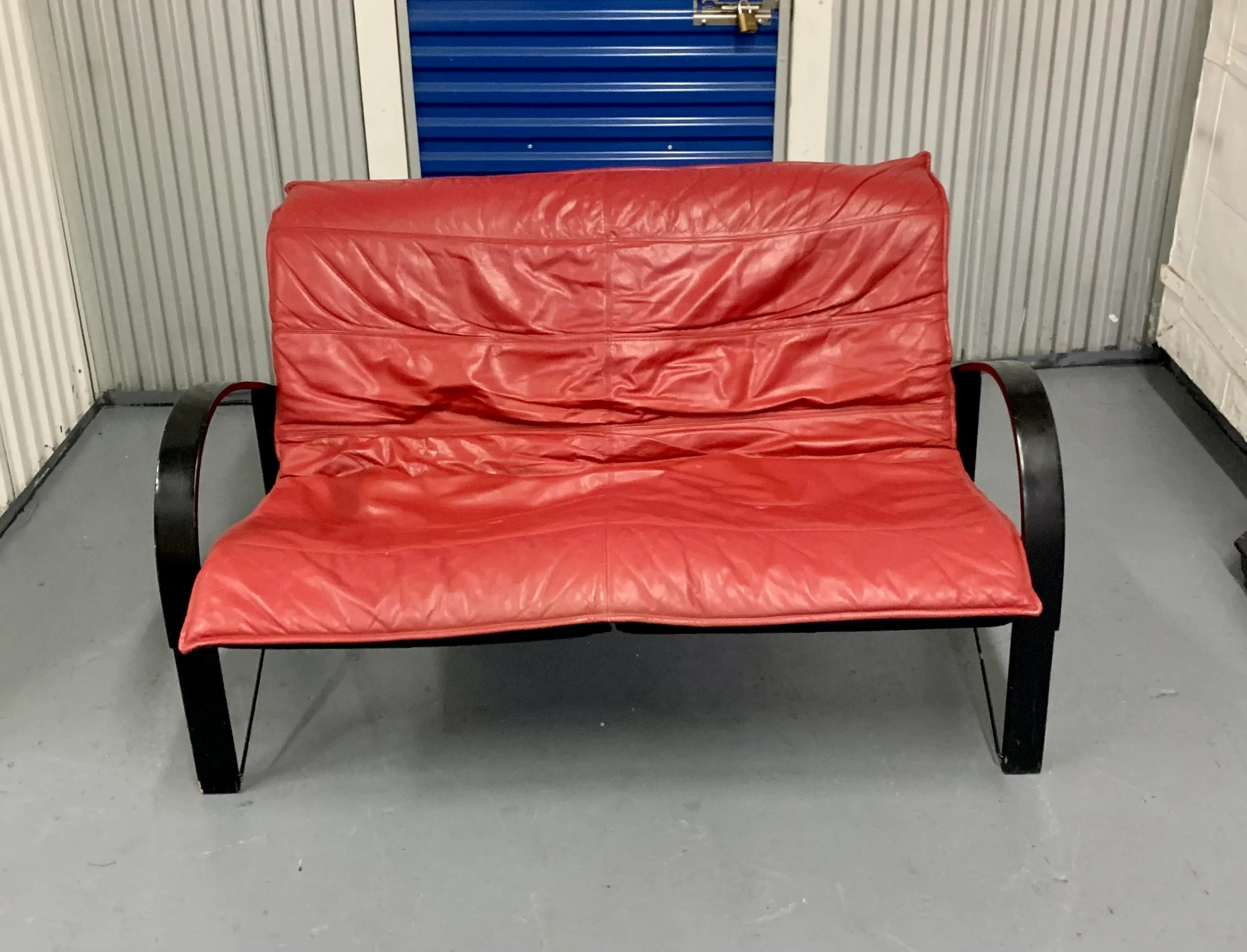 Vintage Ikea Polhem Leather and Bentwood Loveseat | Chairish