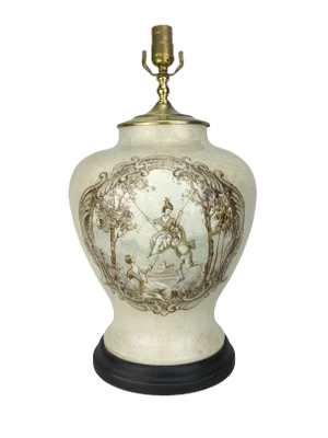 20th Century French Hand-Painted Table Lamp