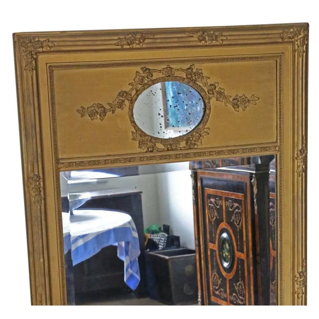Antique C1900 large quality gilt floor wall overmantle trumeau mirror. No loose joints or woodworm. The main original...