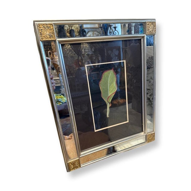 Vintage Pair of Framed with mirror Botanical Watercolors signed by Marie Frederique. The image shows the signature of the...