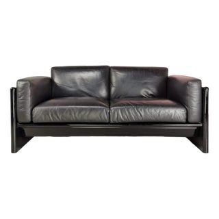 2-Seater Sofa in Black Leather by Gavina for Studio Simon, 1970s For Sale