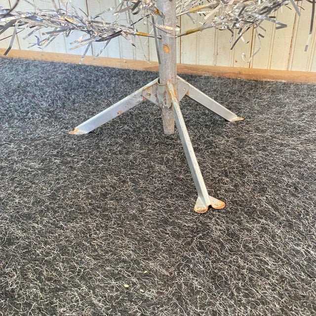 Silver Vintage Mid Century Modern 4 Foot Tinsel Christmas Tree For Sale - Image 8 of 10