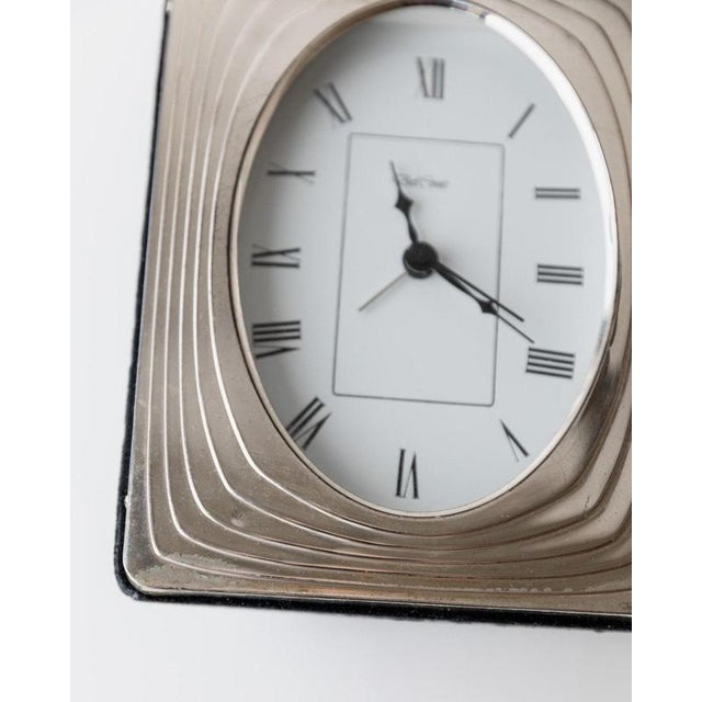 Vintage Silver Plated Desk Clock with Rectangular Case with Oval Clock Face by Del Conte Italy, 1960s For Sale - Image 9 of 12