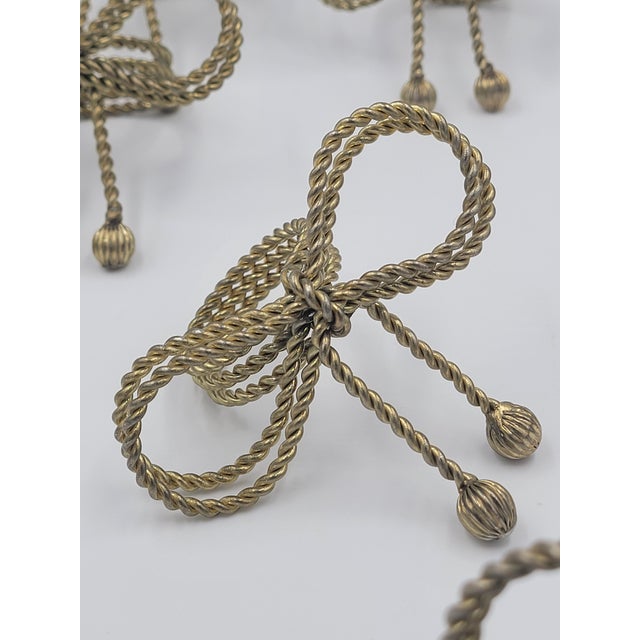 Late 20th Century Hollywood Regency Gold-Tone Metal Rope Bow Napkin Rings - Set of 8 For Sale - Image 9 of 12